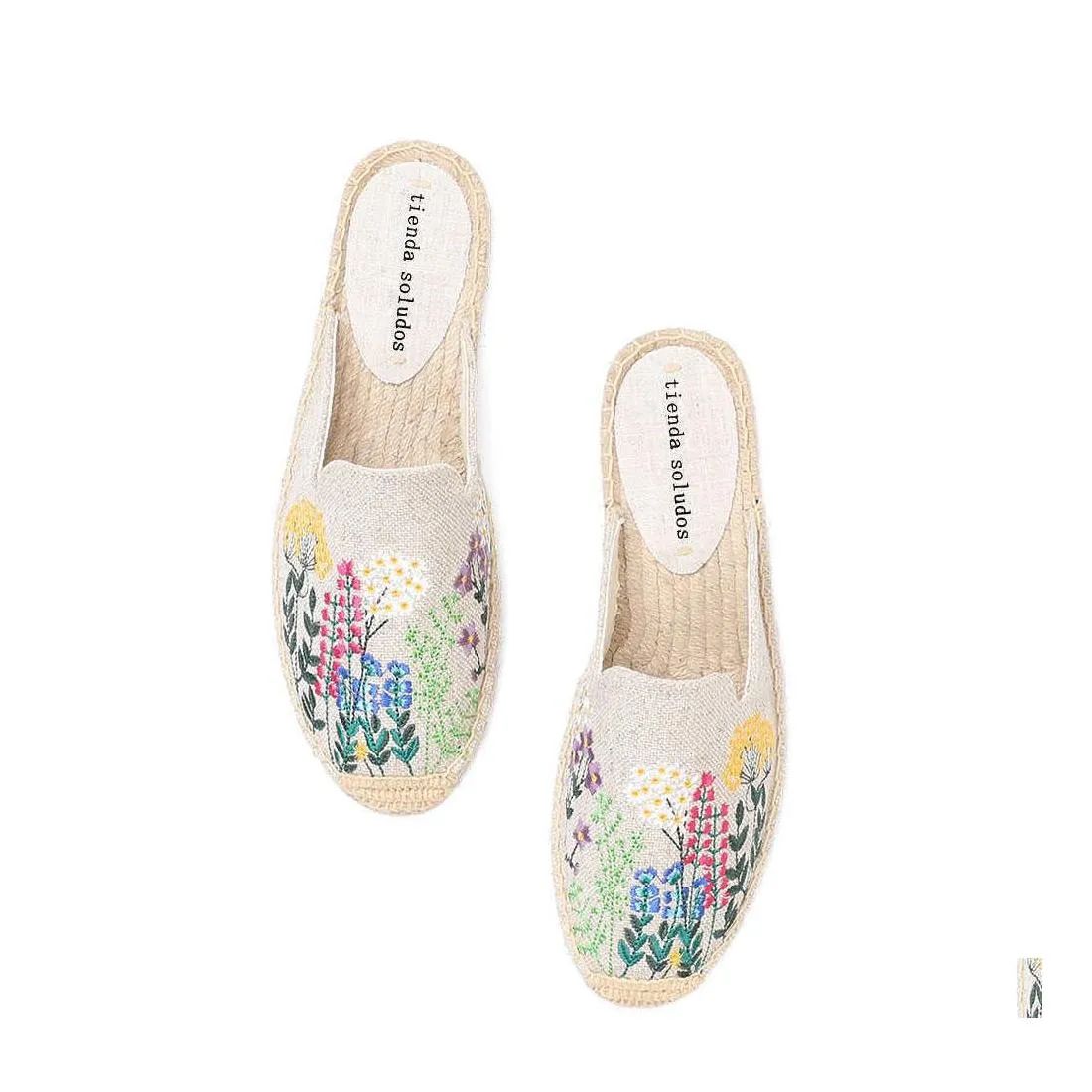 Home Shoes Tienda Soludos Espadrilles Slippers voor platte Timelimited Real Summer Rubber Floral Terlik Slides Woman 210903 Drop Delive Dhnbk
