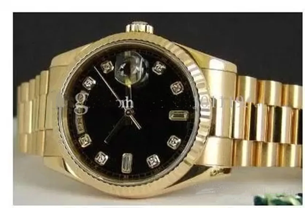 Avec boîte d'origine montres de luxe 41mm hommes or jaune 18 carats cadran noir plus grand diamant automatique marque de mode montre pour hommes montre-bracelet 202369