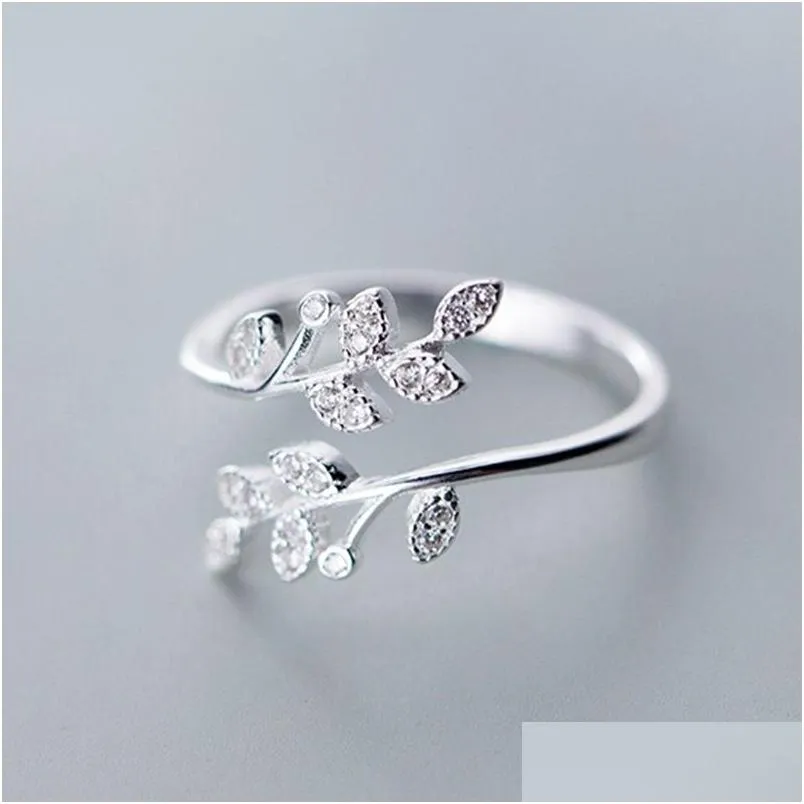 Solitaire Ring Japanese And Korean Simple Temperament Leaves Fashionable Opening Adjustable Leaf Rings Drop Delivery 202 Dhxvn