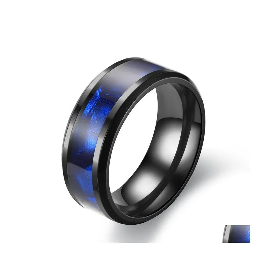 Band Rings Blue Ring Fashion Titanium Steel Man Retro rostfritt f￶r kvinnor M￤n smycken Drop Delivery Dhzpl