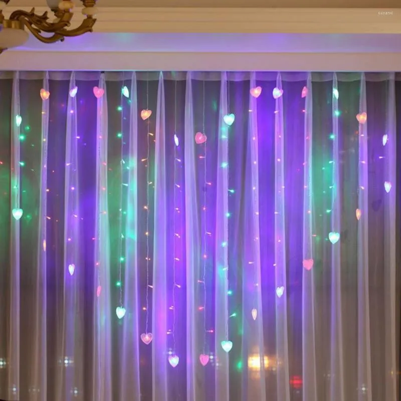 Strings String Light Heart Shape Waterproof LED Curtain Fairy Lamp Decoration For Wedding Party Home