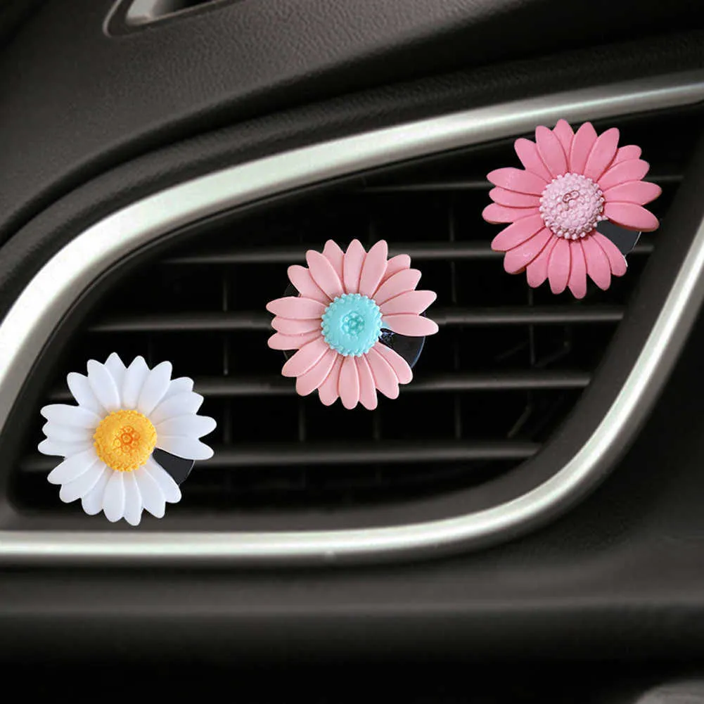 Dekorationer Small Daisy Car Clips Conditioning Aromatherapy Decor Air Freshener Auto Interior Outlet Vent Perfym Clip AA230407