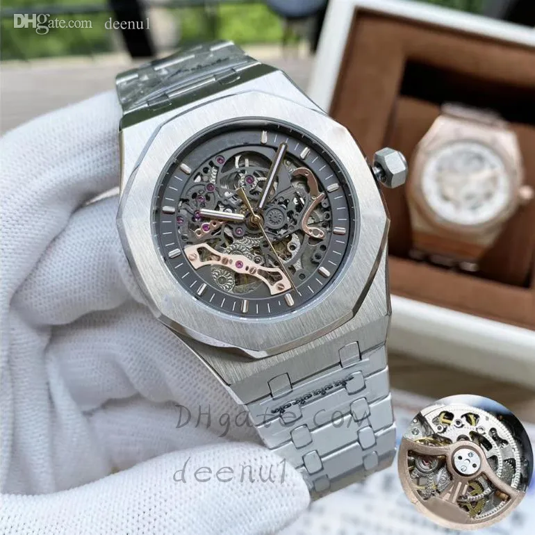 deenU1 Orologio meccanico automatico da uomo 42mm 904L interamente in acciaio inossidabile designer scavato classico vetro zaffiro moda luminoso impermeabile montre de lux