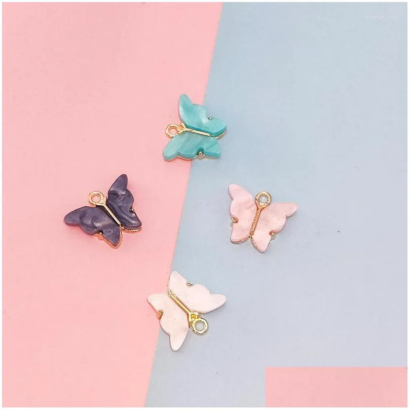 Charms 10Pcs 14X16Mm Acrylic Butterfly Charm Cute Metal Animal For Jewelry Making Diy Earrings Necklace Keychian Pendants Craf Dhukc