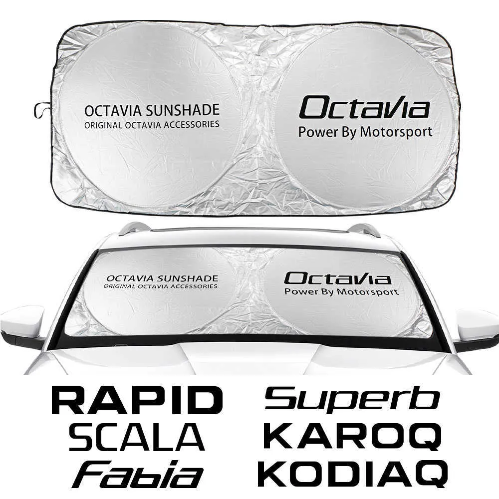 Accessoires de couverture de pare-soleil de pare-brise de voiture pour Skoda Octavia Fabia Rapid superbe Kodiaq Scala Karoq Citigo Kamiq Roomster Enyaq