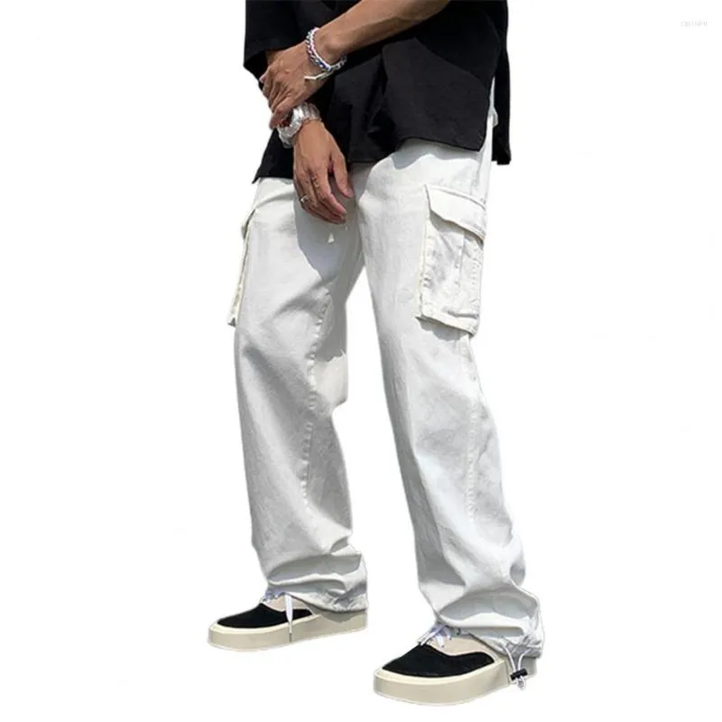 Pantalones para hombres hombres elegante tela suave carga pura color elástico cintura diaria prenda diaria