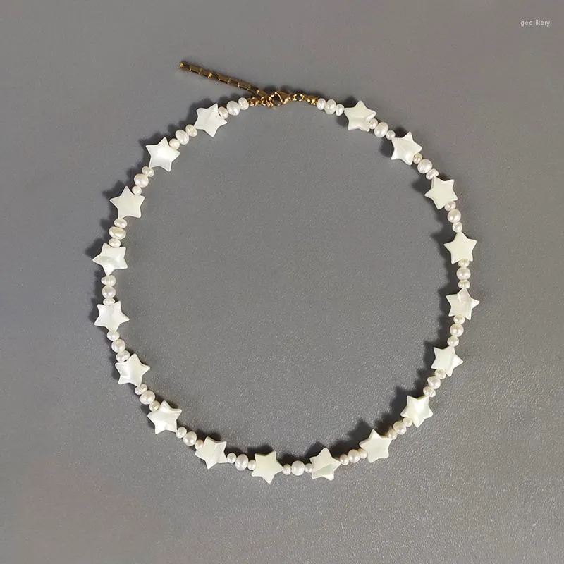 Halsband 2023 Design Fünfzackigen Stern Shell Perlen Halskette Natürliche Süßwasser Perle Mix Und Match Hohe Qualität Schmuck Geschenk für Mädchen