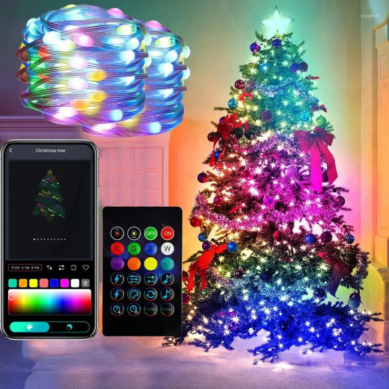 Strings Dream Color LED String Lights Music App WS2812B RGBIC Lighting Adresserbar individuellt födelsedagsfest bröllop Garland