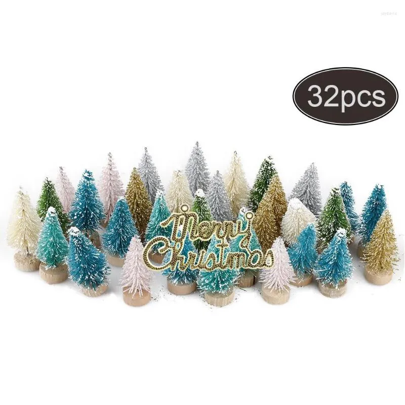 Décorations de Noël 33Pcs Faux Sapin Petit Bricolage Père Noël Neige Gel Village Maison Décoration