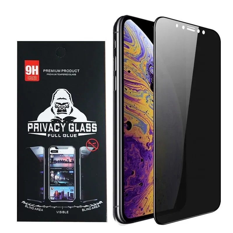 Datenschutz-Anti-Spionage-Displayschutz aus gehärtetem Glas für iPhone 14 Pro Max 13 Mini 12 11 XS XR 8 Plus 7 mit Einzelhandelsverpackung