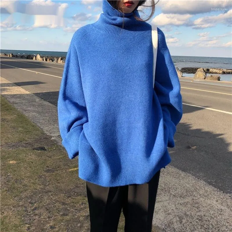 Women's Sweaters GLAUKE 2023 Elegant Turleneck Knitted Sweater Women Loose Lazy Oaf Minimalist Pullover Female Winter Vintage All-match