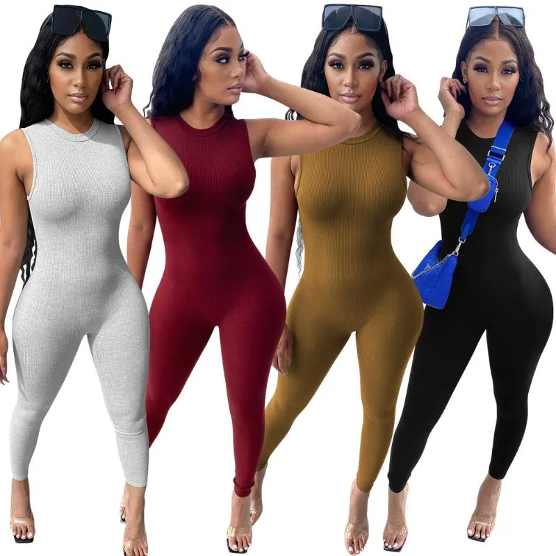 Kobiety Jumpsuits Rompers Women Solid Elastic Hight dzianina Slim Romper Elegancki rękawski Bodycon One Piece Club Strój Office Basic