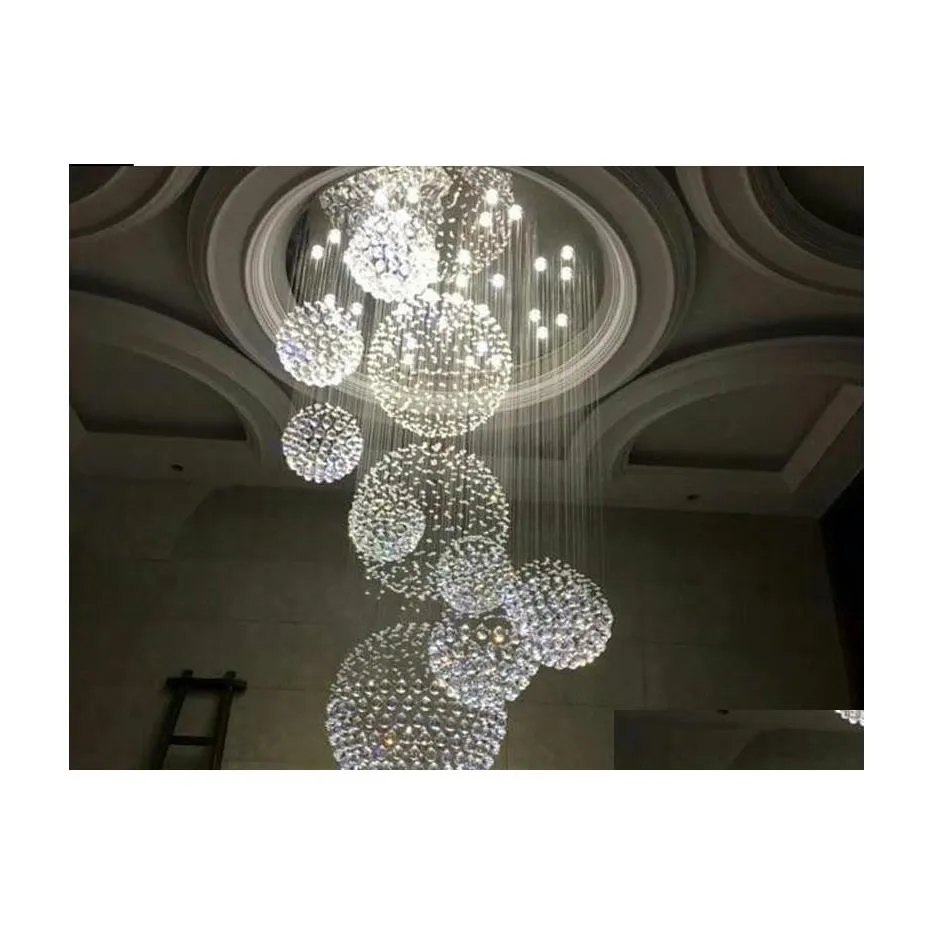 Lustres Lustre en cristal K9 moderne pour escalier 11 pièces grande boule lampe à LED conception en spirale luminaires de salon goutte de dhhnt