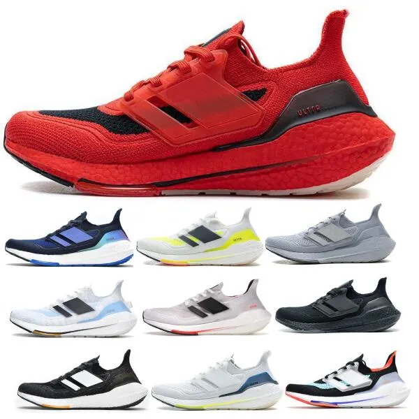 UltraBoost 21 Running Shoes Men Women Triple Black White Solar Green Tokyo Vivid Red 2023 UB 7.0 Ultra Tenis Trainer Sneaker Storlek 5 - 12