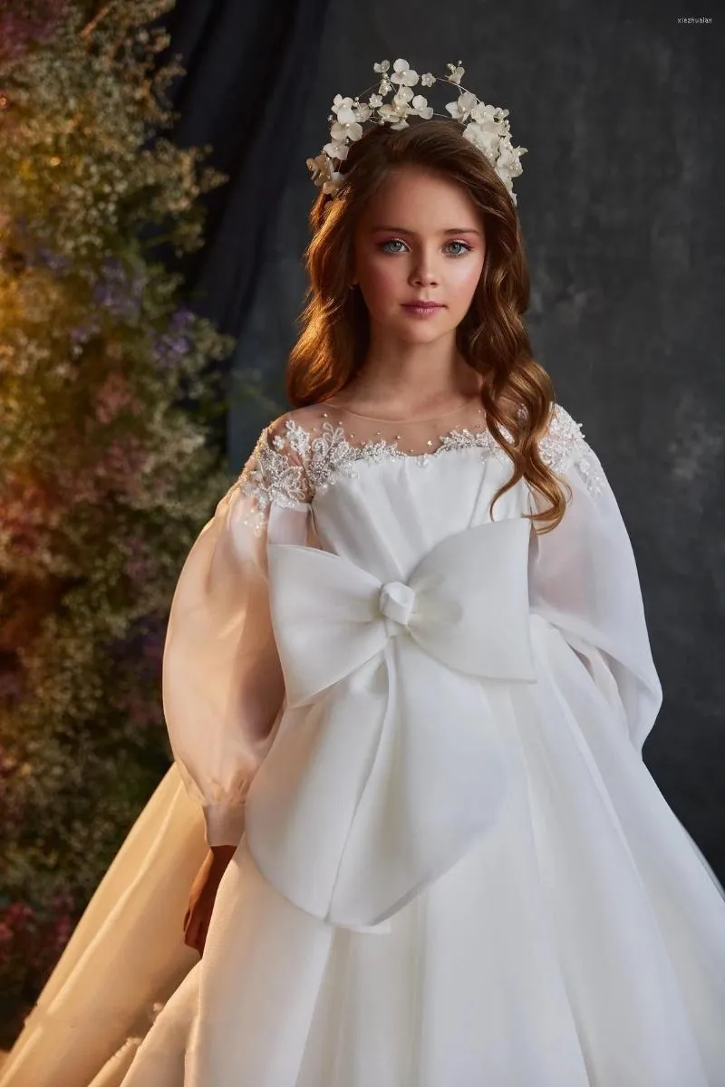 Custom Made Princess Communion Dresses With Puffy Flower Design Long Sleeves Big Bow Perfect For First Communion And Special Occasions For Girls From Xiezhualan 112.88 DHgate.Com