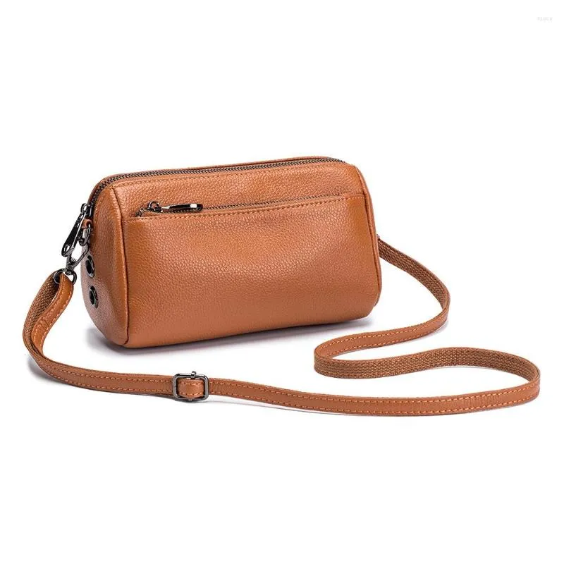 Evening Bags Genuine Leather Crossbody Shoulder Bag Simple Solid Real Cowhide Messenger High Capacity Mobile Phone Purse For Women