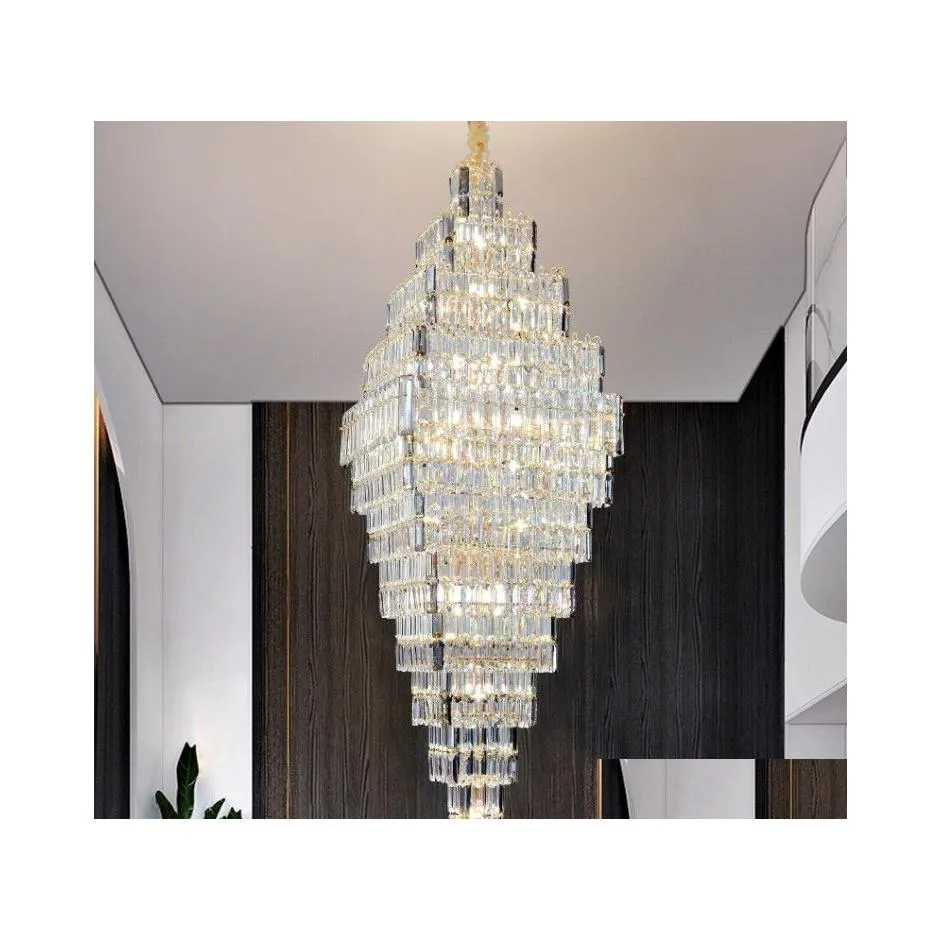 Lampadari Villa Duplex Loft Scale Soggiorno Sala Cristallo Grande Lampadario Dipartimento Vendite Hollow Pick Lampada a sospensione vuota Drop Dhgk4