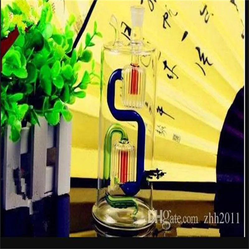Tubi per fumatori Bottiglia d'acqua circolante a doppia filtrazione Narghilè in vetro all'ingrosso, raccordi per tubi dell'acqua in vetro,