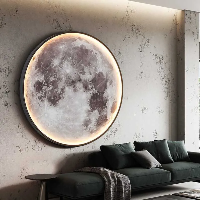 Lights Luxury Wall Wall Lamp لغرفة النوم غرفة معيشة داخلية ديكور إبداعي سقف جبل LED Moon Light Hallway Stair مدخل الممر 0209