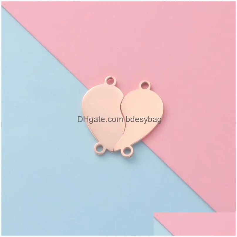 Charms 10Pair Coeur Couple Pendentif En Acier Inoxydable Miroir Polonais À La Main Amitié Amour Pendentifs Pour Diy Necklacecharms Drop Dhx98