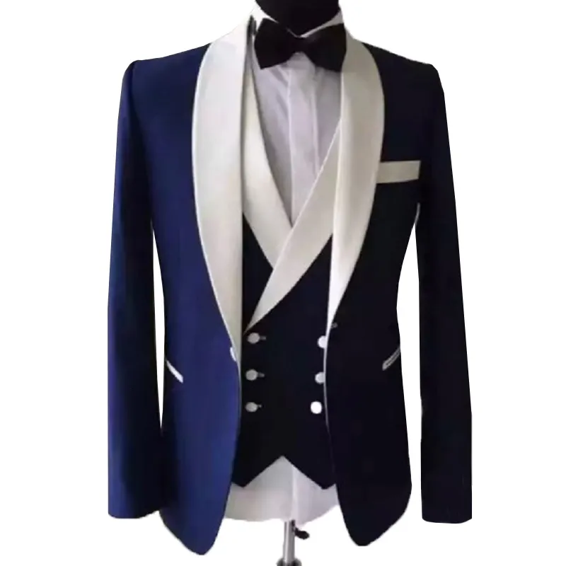 Mens Suits Blazers Thorndike Fashion Navy Blue For Men Custom Made Slim Groom 3 Piece Wedding Sacka Jacketpantsvest 230209