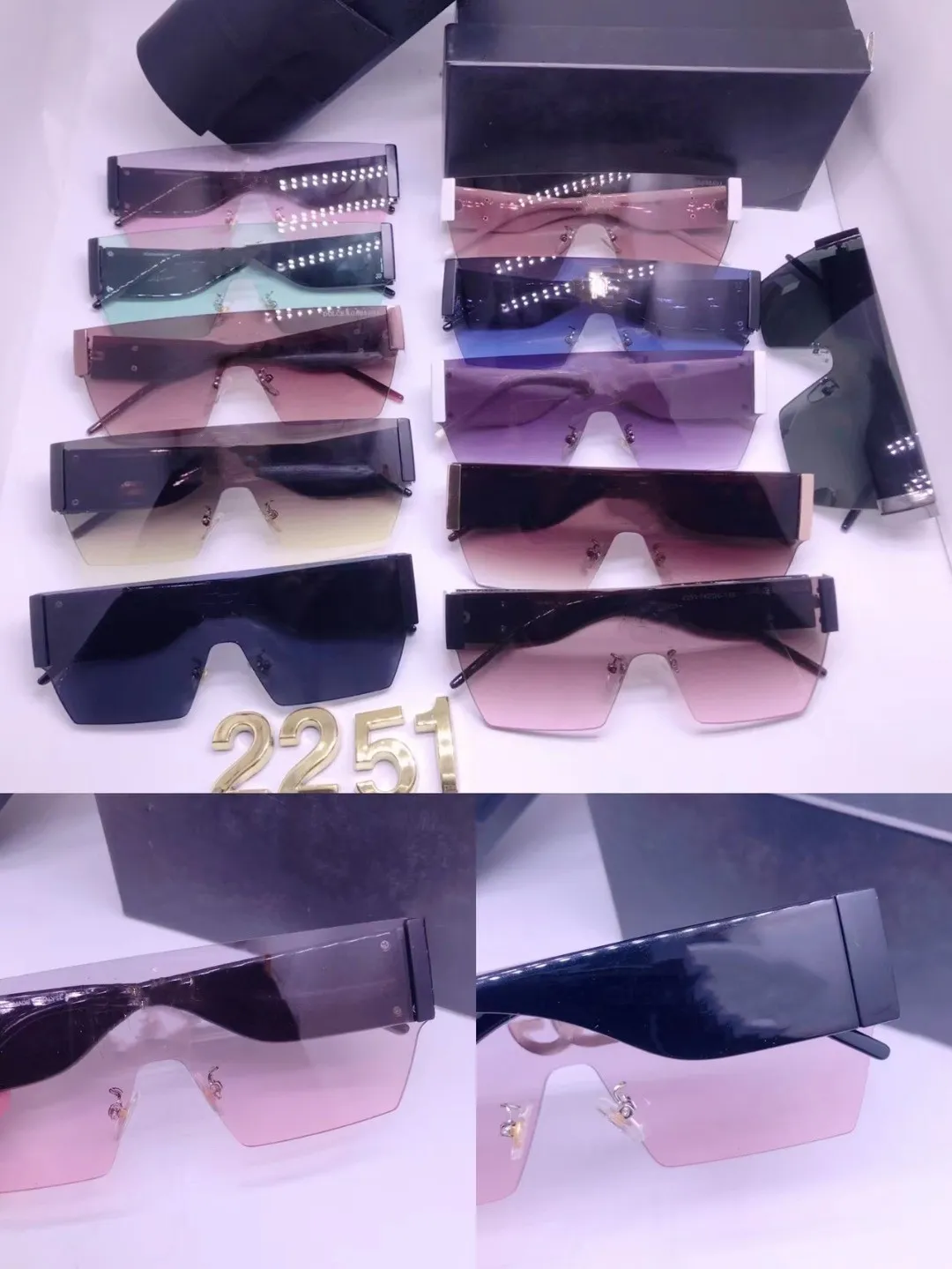 Erkekler İçin Yaz Güneş Gözlüğü Kadınlar 2251 Stil Anti-Ultraviyole Retro Plaka Tahta Çerçevesi Moda Gözlükler Rastgele Kutu