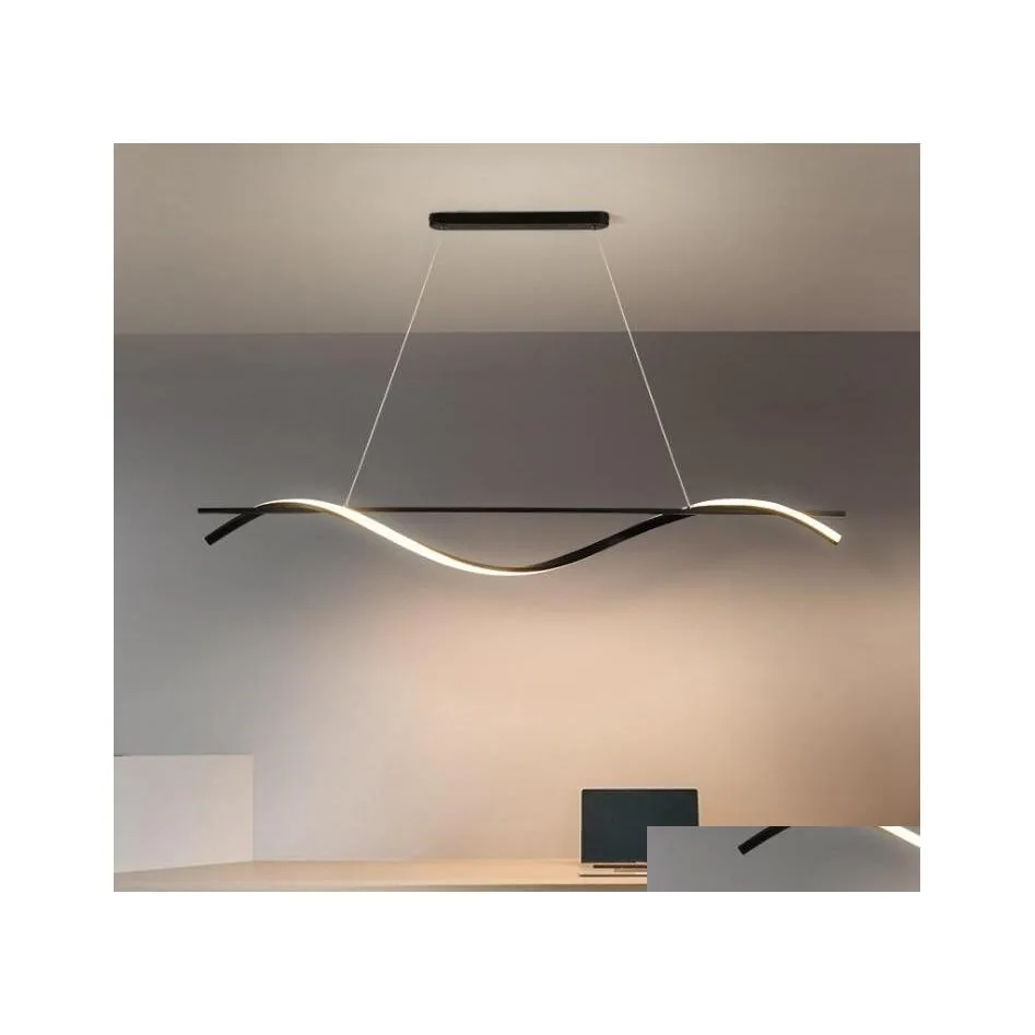 Pendellampor Svart LED -ljuskronor lustar modern mats vardagsrum el restaurang dekoration lampa ljuskrona belysning droppe leverera dhjw3