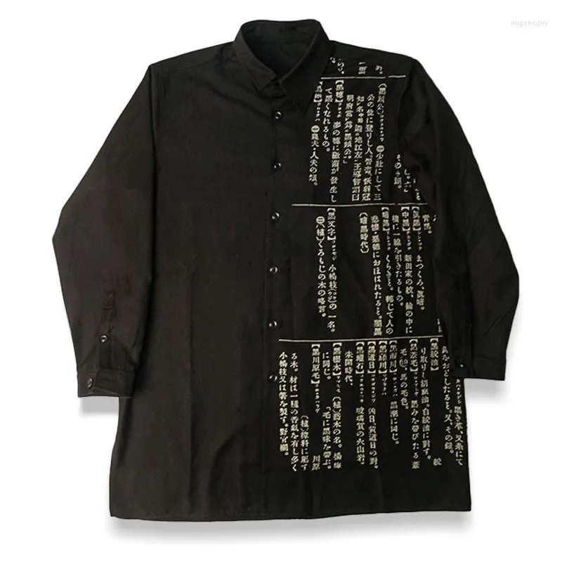 Men's Casual Shirts 20AW Dark Dictionary Character Printing Men's And Women's Long Windbreaker