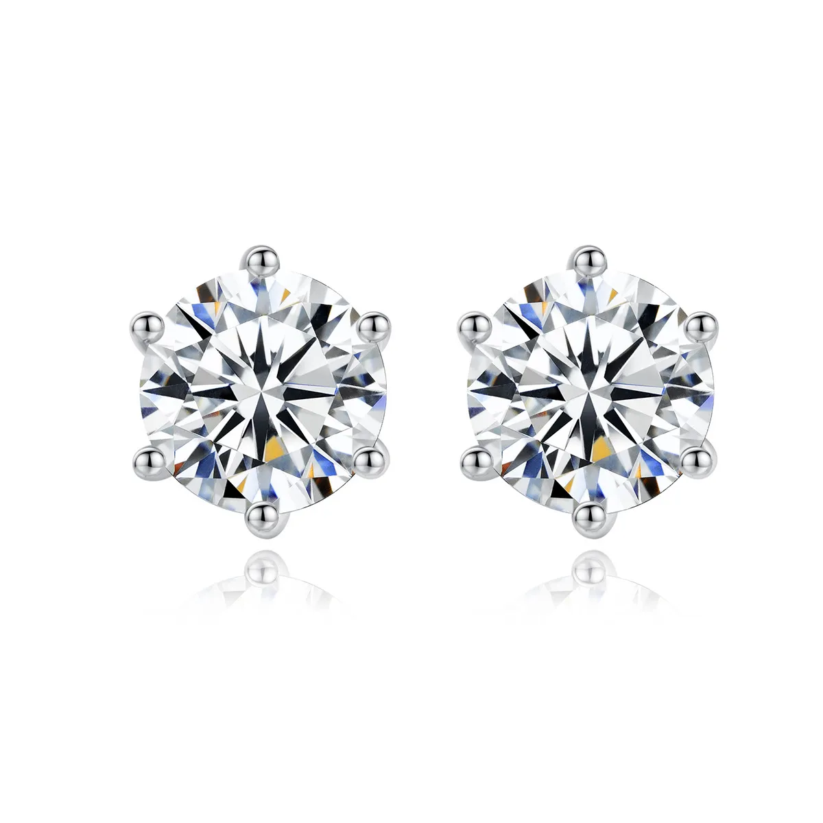 S925 실버 Moissanite 스터드 귀걸이 주얼리 유럽 패션 여성 6 명 클로 슈퍼 플래시 모이 사니트 절묘한 귀걸이 여성 웨딩 파티 발렌타인 데이 선물 spc