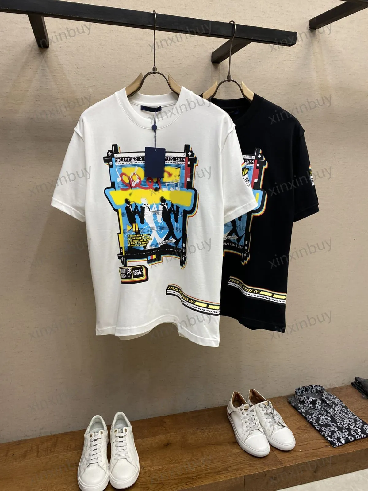 xinxinbuy Men designer Tee t shirt 23ss band Flip Letters stampa cotone manica corta donna bianco nero rosso verde S-XL