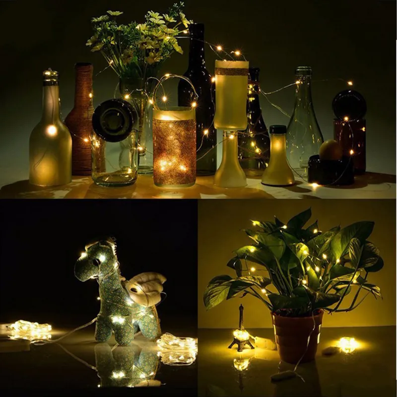 Luzes de f￩rias iluminagem de f￩rias mini luz de cordas Cada 6,6 p￩s 20 LEDs quente jarra de pedreiro branco Lighti Copper Wire Firefly Party Festas de Casamento Jarros Diy Crafts Usalight