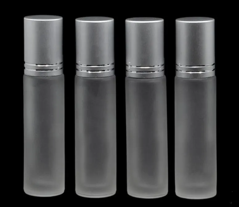 10 ml elegante rolo de vidro de geada em garrafas de perfume de ￳leos essenciais com bola de rolo de a￧o inoxid￡vel SN5109
