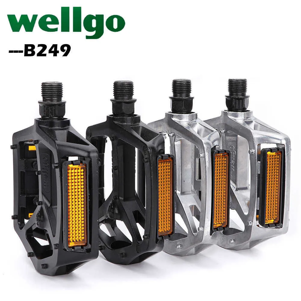 Pedais de bicicleta taiwan wellgo mtb pedal b249 du rolando liga prata preta hollow cagepedpeds para montanha road bmx de bicicleta peças de ciclismo refletor 0208