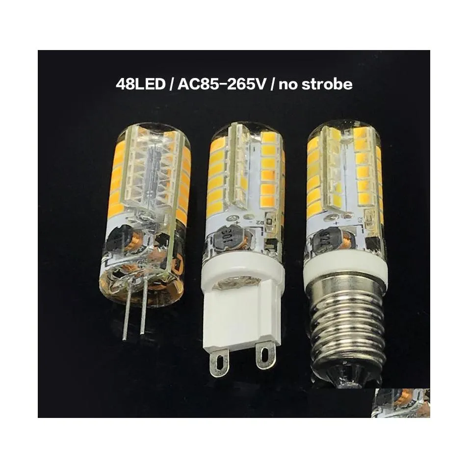 LED-Lampen Brelong 48 LEDs 28 2835 SMD Stroboskopische Sile-Lampe G9 / G4 E14 Ac85265V für Innenkristall-Kronleuchter Drop-Lieferung Licht Dh7Wo