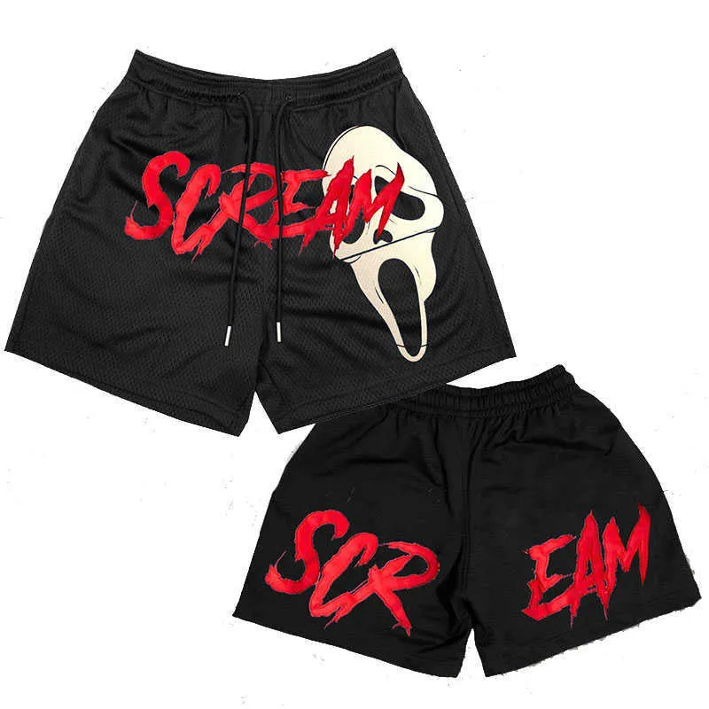 Heren shorts Screan Ghost Y2K Gym Shorts 3D Print Basketball Shorts Quick Dry Swimming Ademende tracksuit Outdoor Sports Shorts T230209