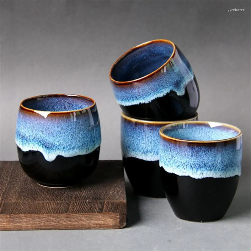 Tasses soucoupes céramique four changement grand maître tasse à thé porcelaine Temmoku émaillé eau tasse ensemble thé bureau verres 180 ML