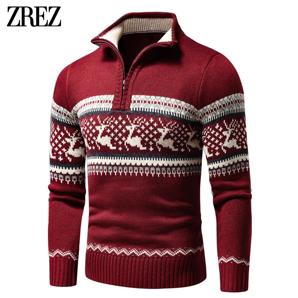 Suéteres para hombres Hombres Otoño Casual Jacquard Half Zip Polo Sweater Chaqueta de punto Hombres Invierno Manga larga Mock Neck Sweater Pullover Hombres 230208