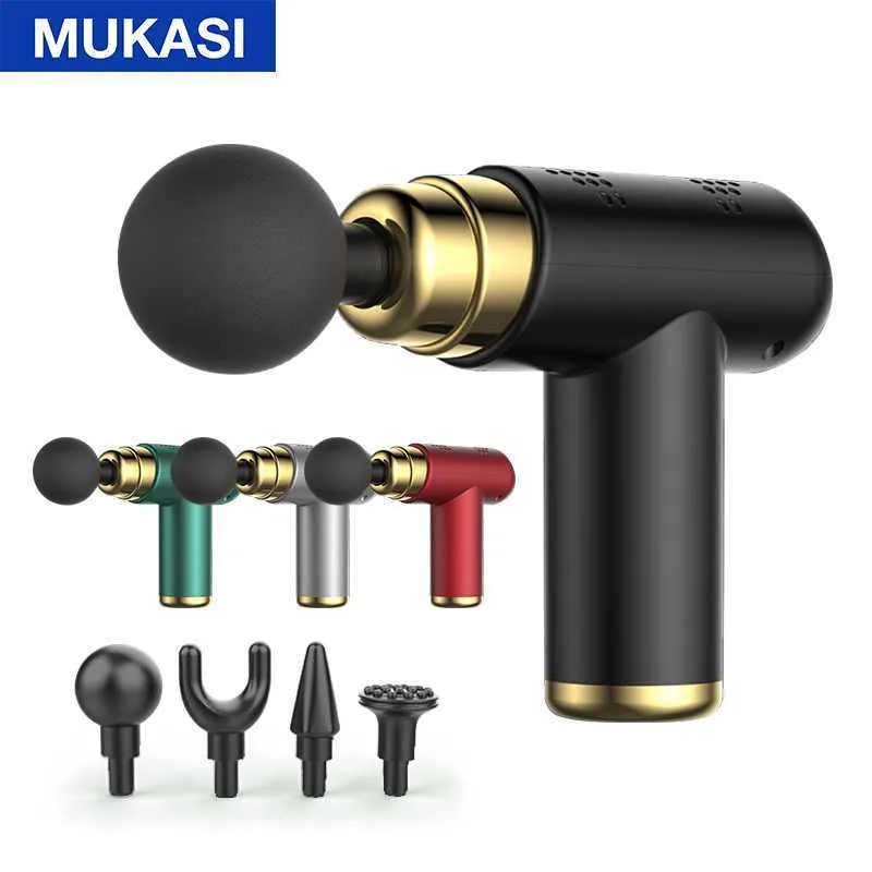 MUKASI-pistola muscular de tejido profundo, masajeador eléctrico portátil, alivio del dolor para el cuerpo, cuello, espalda, relajación, Fitness, adelgazamiento, 0209