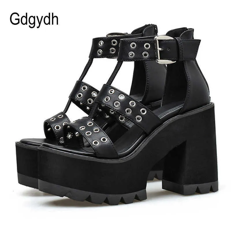 Per scarpe da rock in stile sexy gdgydh party blakc bloccano sandali sandali da donna con cerniera estiva calzatura gladiatore t