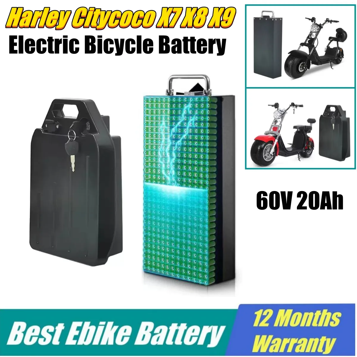 18650 Li-ion Battery Pack 60V 20Ah 25.6Ah 28Ah 72V 19.2Ah 21Ah 1800W BMS For Electric Harley Citycoco X7 X8 X9 Scooter Bicycle With Charger