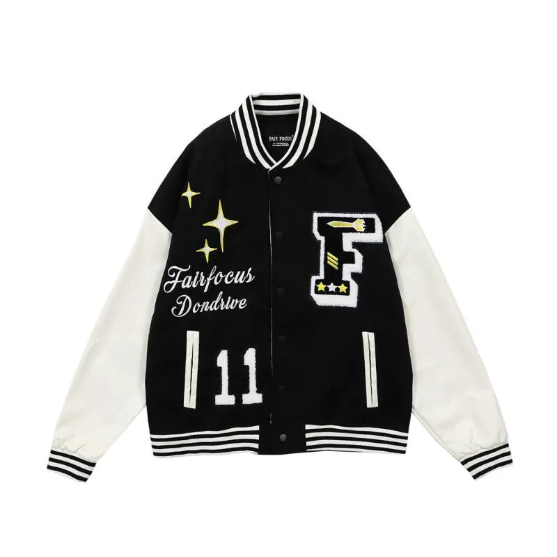 Men's Jackets Hip Hop Anmie Girl Embroidery Varsity Men Women Patchwork Color Block PU Leather Baseball Coats 2023FW Streetwear