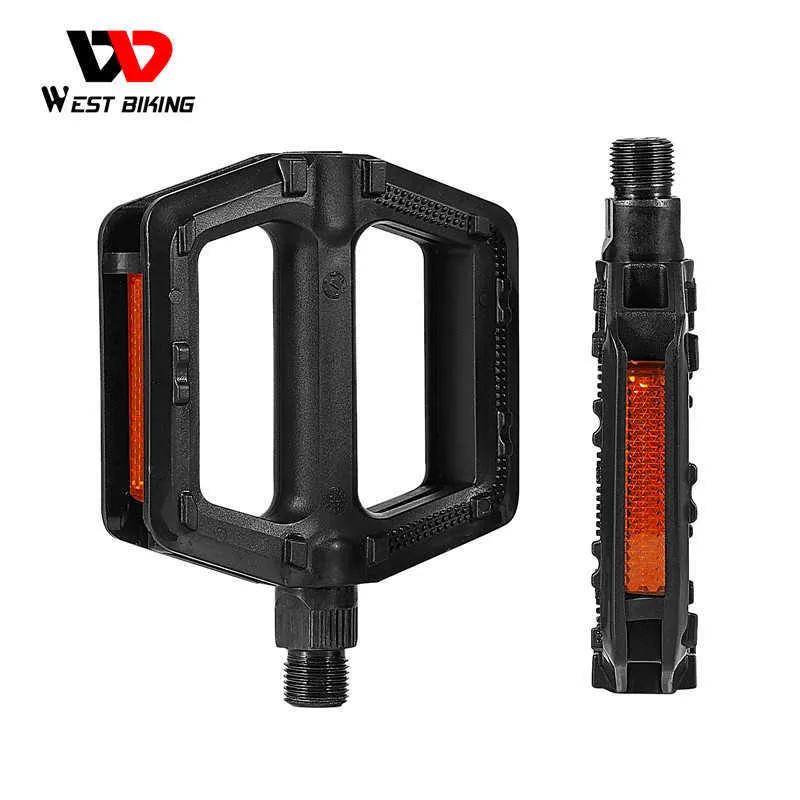 Bike Pedals WEST BIKING Bicycle Pedal Ultralight Bike Flat Pedals MTB Mountain Road 9/16" Pedals Non-Slip Reflective Cycling Accessories 0208