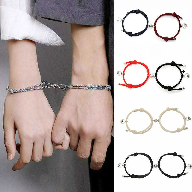 Gliederkette, 2 Stück, Paar-Magnet, zieht sich gegenseitig an, kreative Persönlichkeit, Paar-Armband, Männer und Frauen, Charm-Mädchen-Armband, Schmuck, Liebhaber-Geschenk, G230208