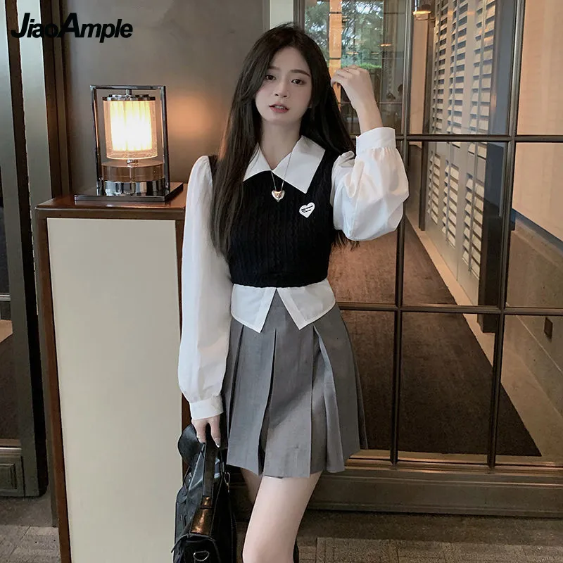Preppy Style Two Piece Skater Dress For Women Patchwork Shirt And Mini  Skirt Outfit For High School Uniforms In Spring And Autumn Style #230209  From Xue04, $17.07 | DHgate.Com