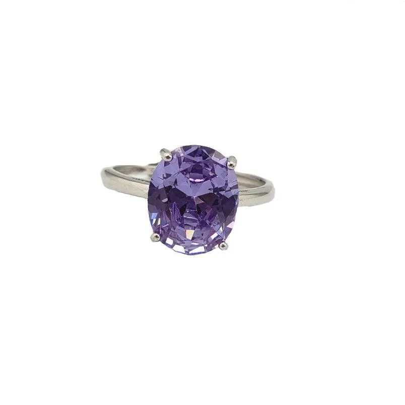 Solitaire Ring Cr Jewelry Luxury 925 Sterling Sier Crystal Zircon Gemstone 반지 약혼 웨딩 애호가 커플 Ri Dhnpj