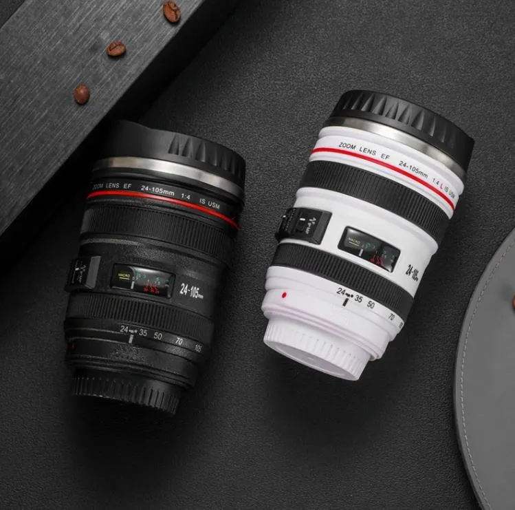 Creative 400ml Camera Lens Mug Portable Stainless Steel Tumbler Travel Milk Coffee Mugs Novelty Camera-Lens Double Layer Cups SN5069