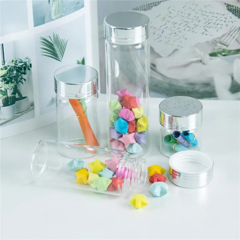Storage Bottles 24Pcs 20ml 50ml 65ml 90ml Clear Glass Container Have Screw Plastic Lid With Silver Tangent Simple Cute Reusable Craft Vials