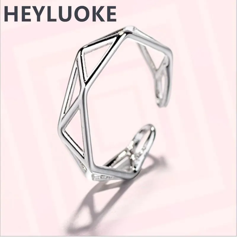 Cluster Rings HEYLUOKE Geometry Hollow Open For Women Creative Simple Lady Fashion Jewelry