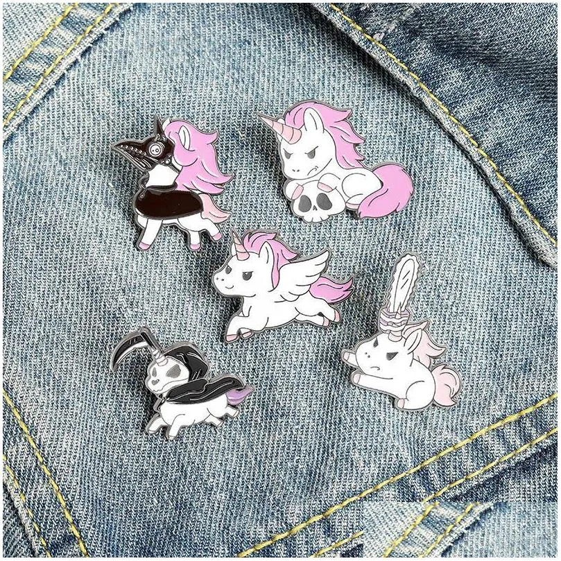 Broches Broches Émail Pin Pour Femmes Mode Robe Manteau Chemise Demin Métal Drôle Rose Dessin Animé Animal Broche Broches Badges Promotion Cadeau Dhtnx