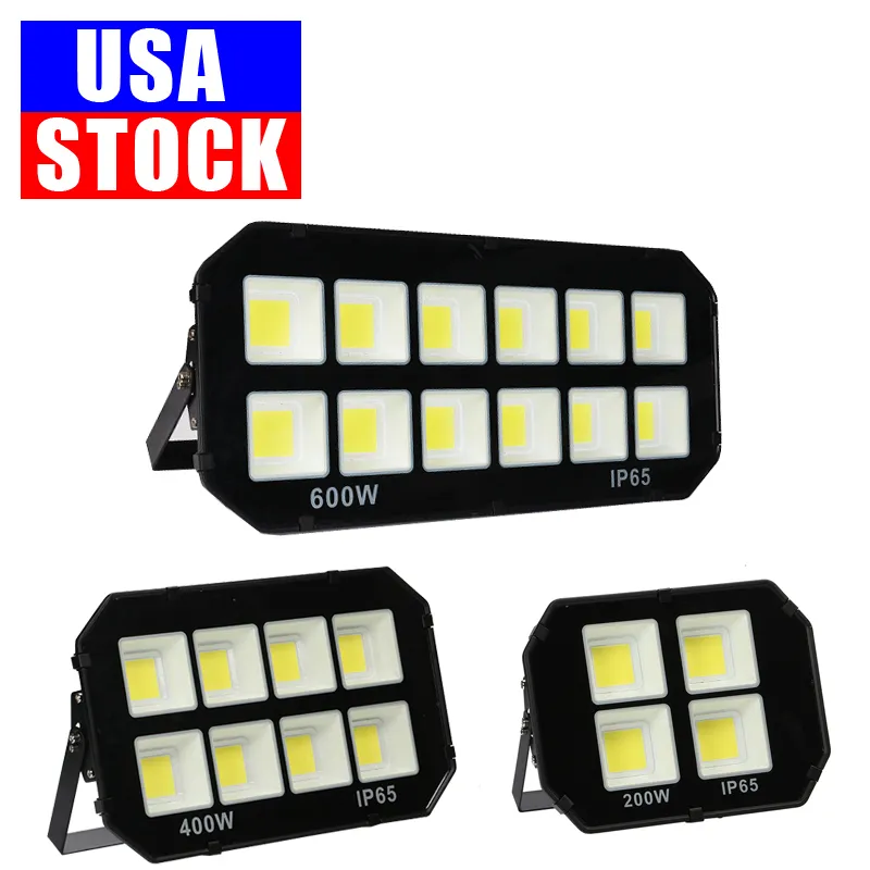 LED schijnwerpers waterdicht 200W 600W 400W Outdoor Flood Lights Landscape Lampen AC 85-265V 6500K Cold Whites Usalight